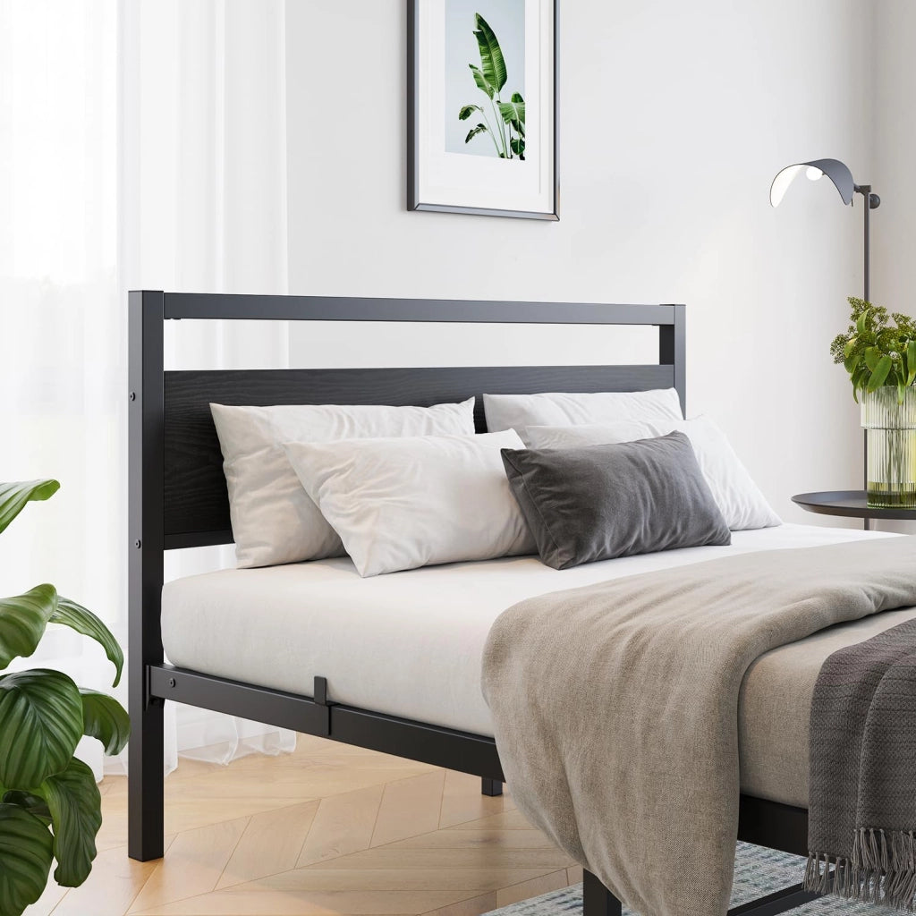 LETTO 120x200 cm in Metallo e MDF Nero con rete a doghe