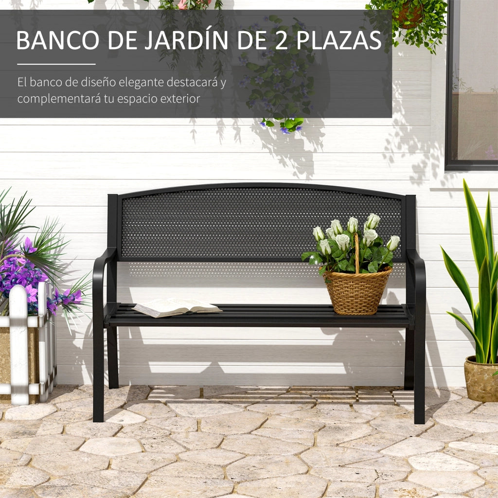 Panchina da Giardino 2 Posti ¨C zephmum ¨C Grigio Antracite Acciaio 127x60x87 cm