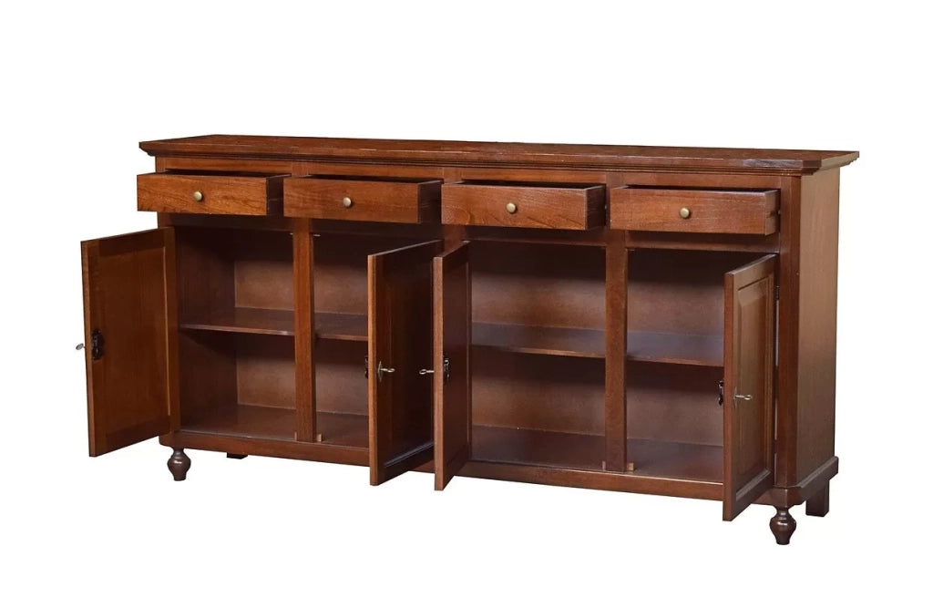 Madia credenza in legno napoletana 4 ante tinta noce 196x43x98 (510) - Mobili 2G