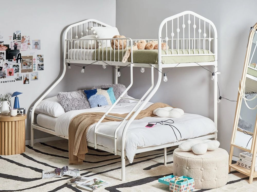 Letto a castello per bambini Camera dei bambini letto alto bianco struttura in ferro 90/140 x 200 cm