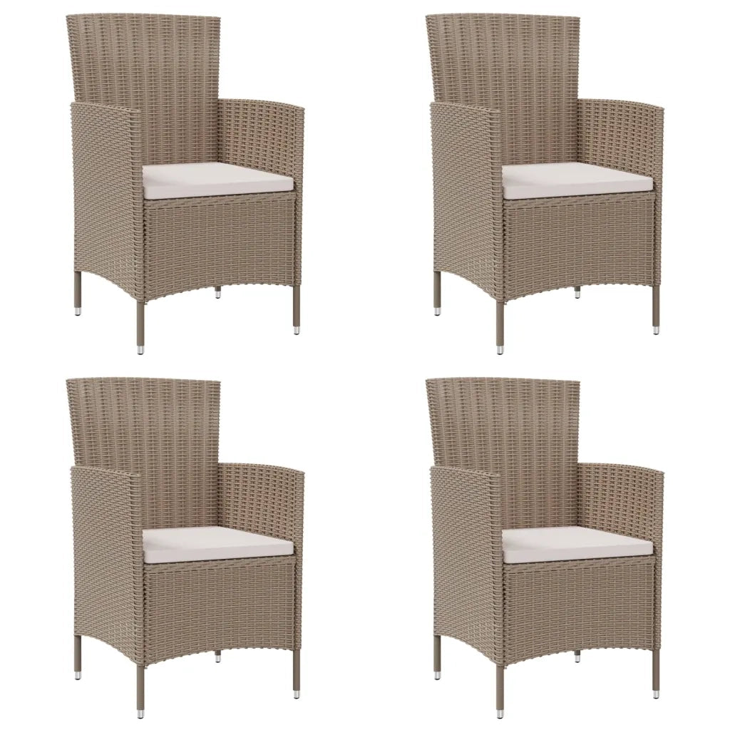 Sedie da Giardino con Cuscini 4 pz in Polyrattan Beige cod mxl 19337