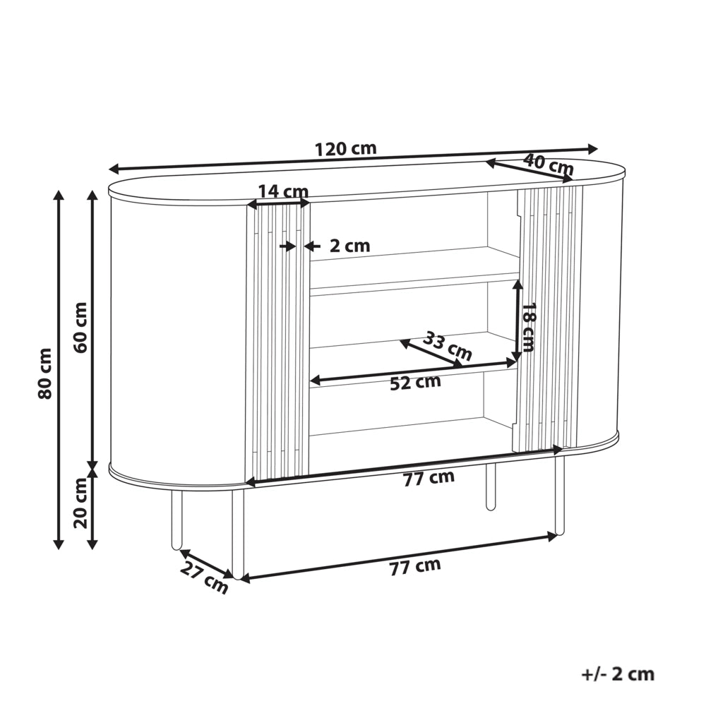 Credenza in truciolato marrone scuro con gambe in metallo stile retrò