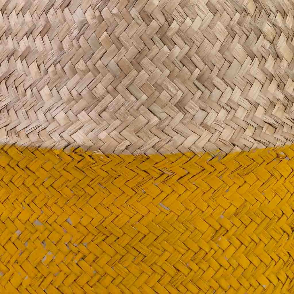 Cestino giallo naturale con manici, D35x30/46h cm