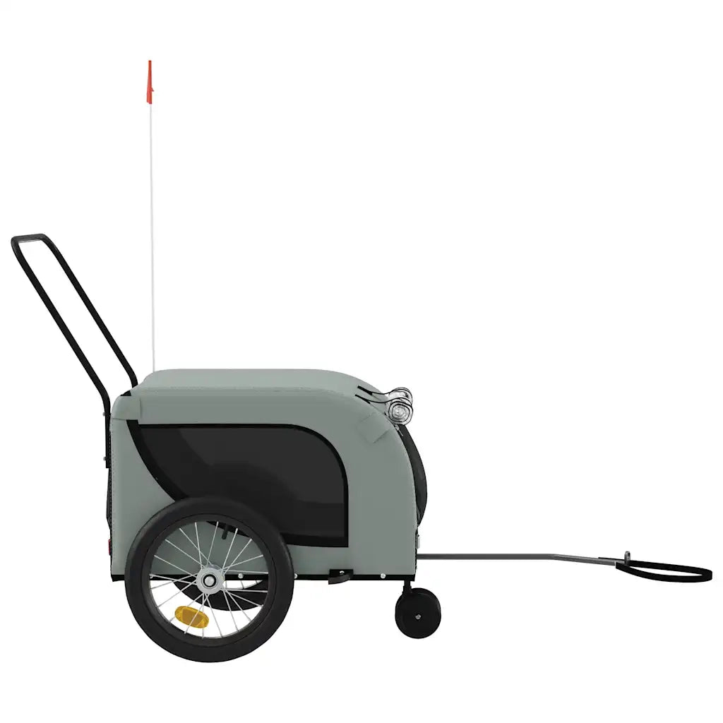 Rimorchio da Bici per Animali Grigio e Nero Oxford e Ferro CFW5480672