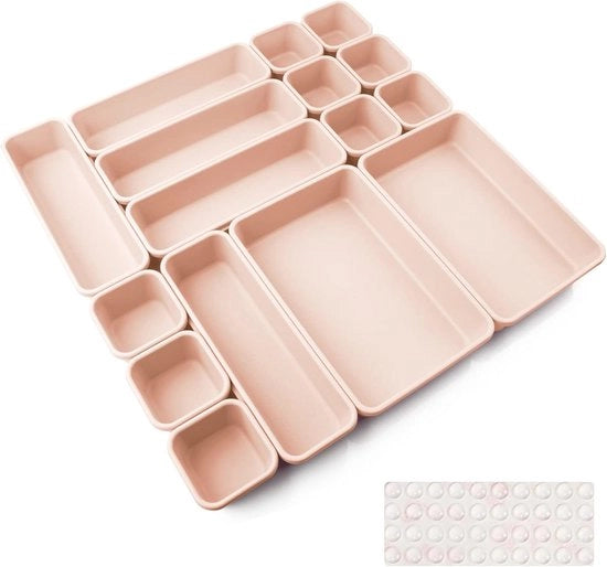 Organizzatore di erbe con inserimento carrello - Sistema di separazione antiscivolo - 16 pezzi - Rosa