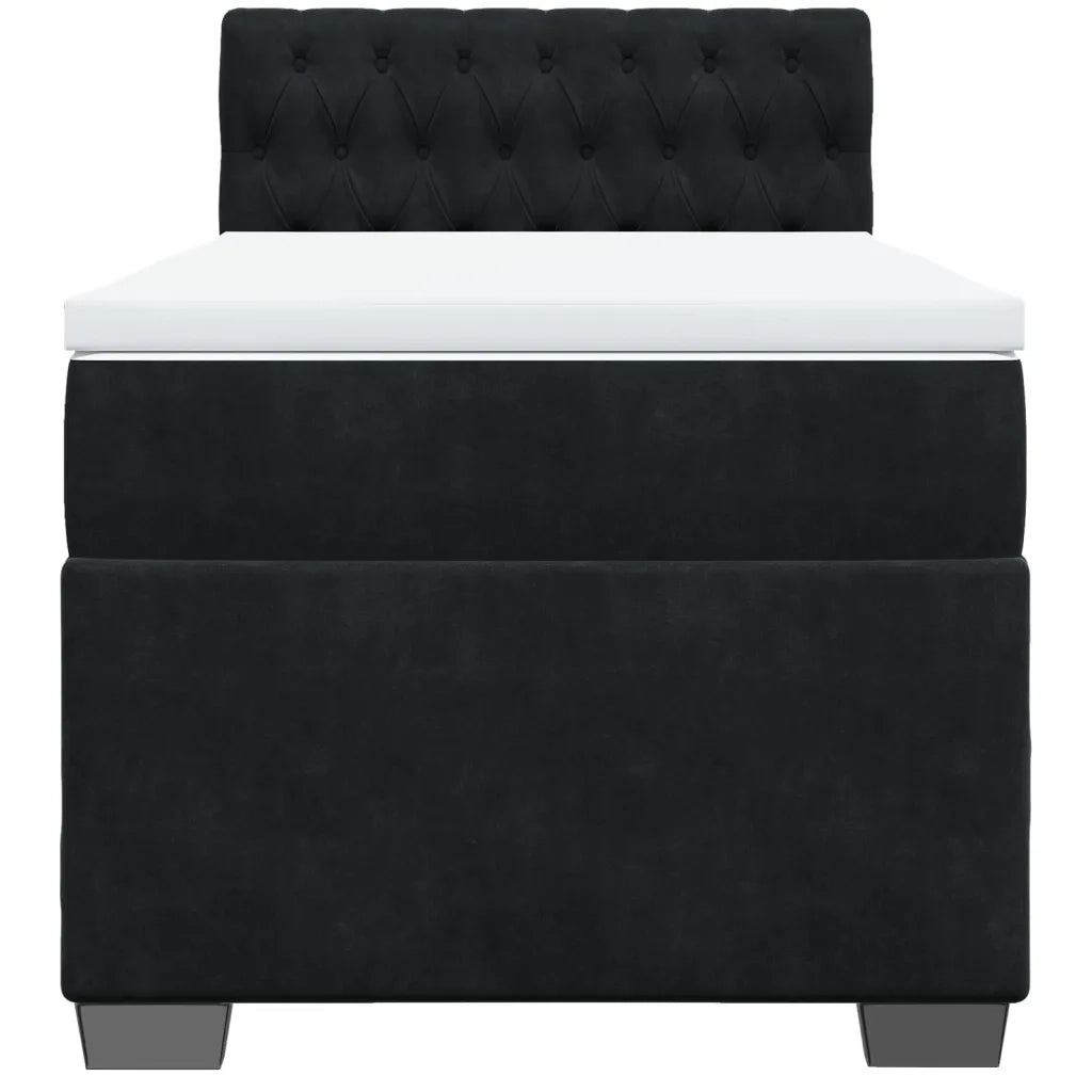 Giroletto a Molle con Materasso Nero 100x200 cm in Velluto