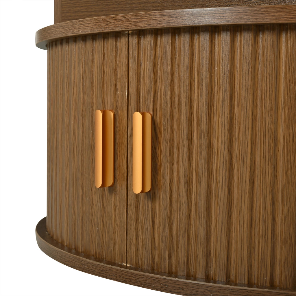 TAVOLO CENTRO rotondo 75 cm regolabile in altezza con LED, MDF color noce