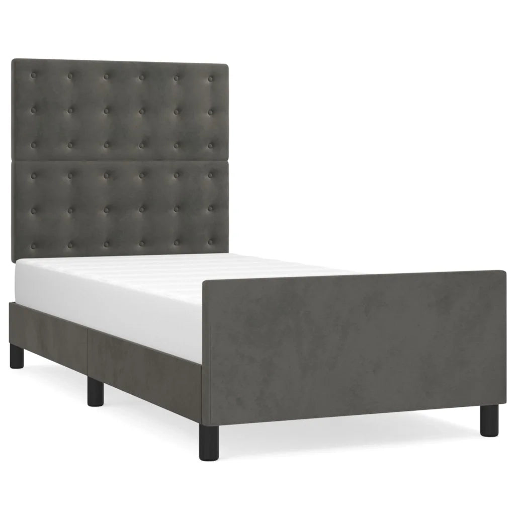 Giroletto senza Materasso Grigio Scuro 100x200 cm Velluto