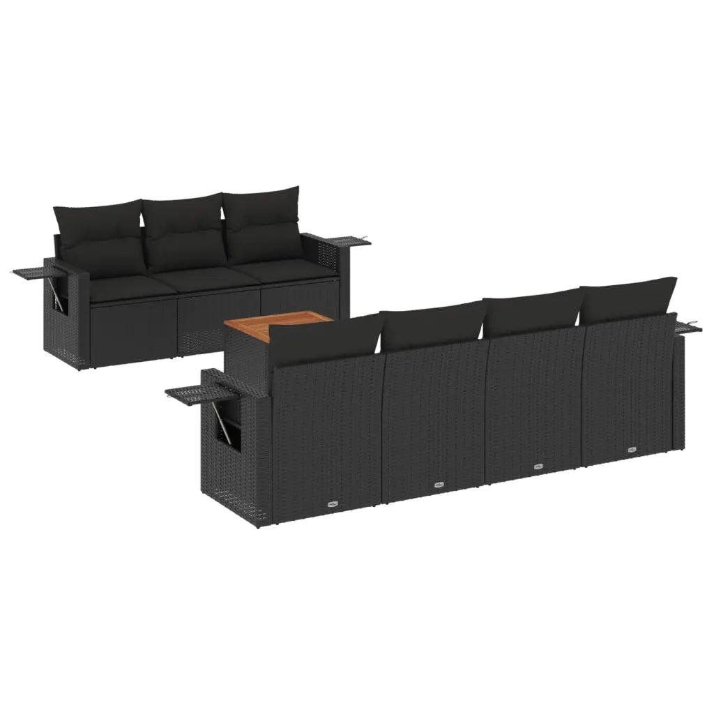 Set Divani da Giardino con Cuscini 8 pz Nero in Polyrattancod mxl 92838