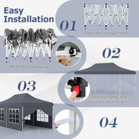 Gazebo da Giardino 3x6m, Gazebo Esterno Resistente Pop Up con 6 Pannelli Laterali e Finestre, 3 Altezze Regolabili, Tenda da Giardino per Matrimoni, Feste, Eventi Commerciali (Grigio)