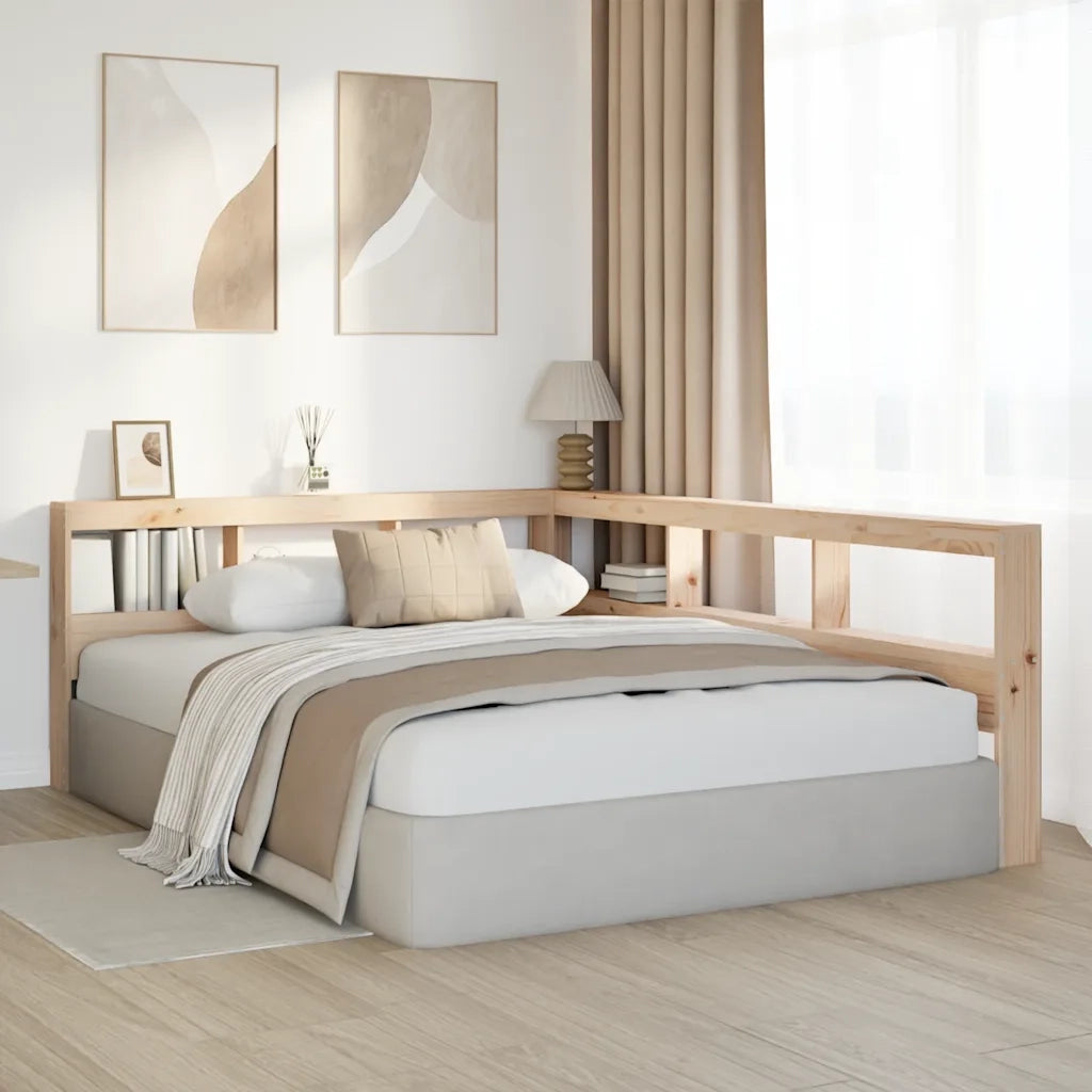 Testiera libreria a L-Testata contenitore 160 cm in Legno Massello di Pino