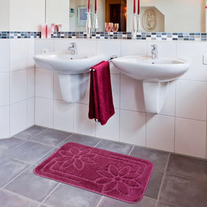 Tappeto Bagno 50x110 cm Tinta Unita Antiscivolo Assorbente Scendiletto Made In Italy Porpora