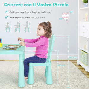 Set di Tavolo e Sedie per Bambini, Multifunzione, Tavolo e 2 Sedie da Gioco, 76,5 x 54,5 x 49,5 cm (Verde)
