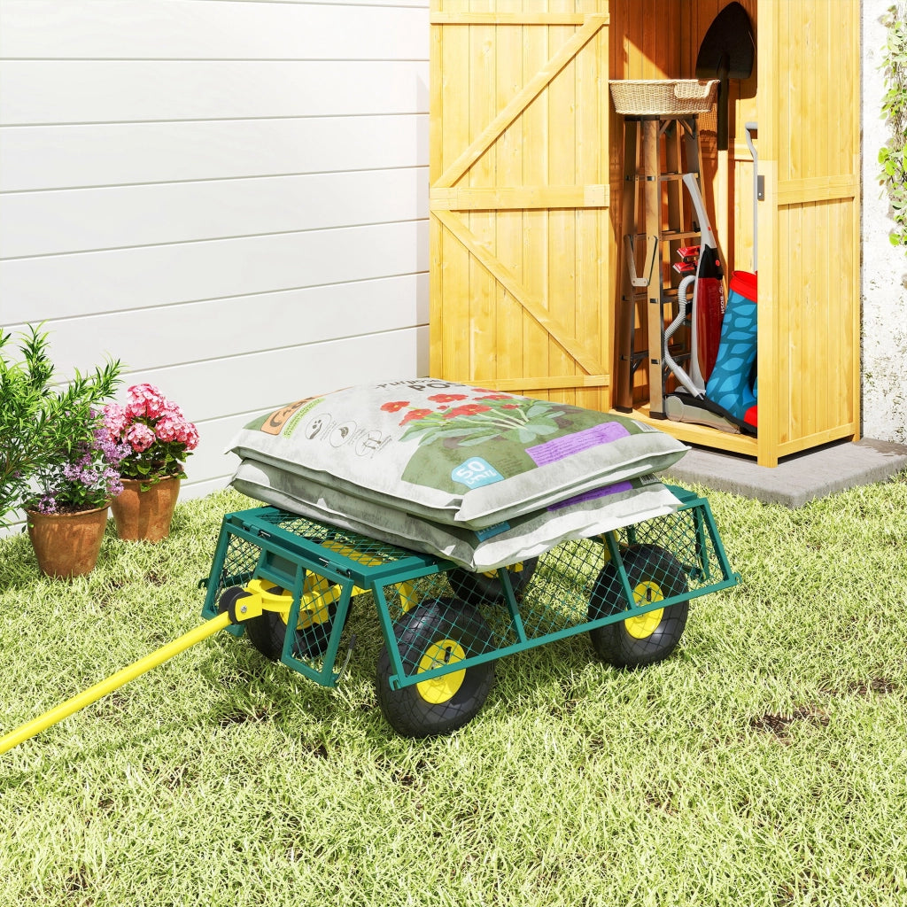 Carrello Giardino ¨C zephmum ¨C Acciaio Verde Giallo 104x54x51 cm