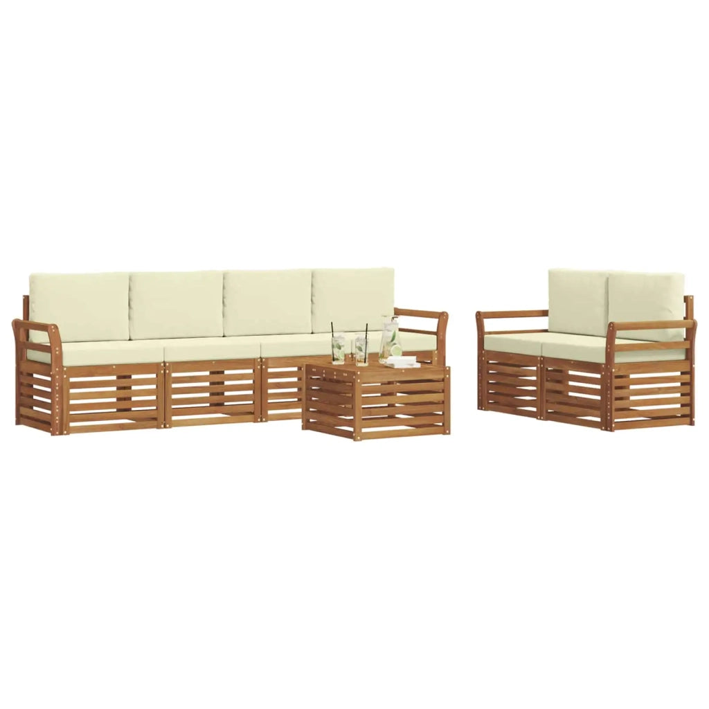 Set di divani da esterno 7 pz Naturale e Crema 3374410