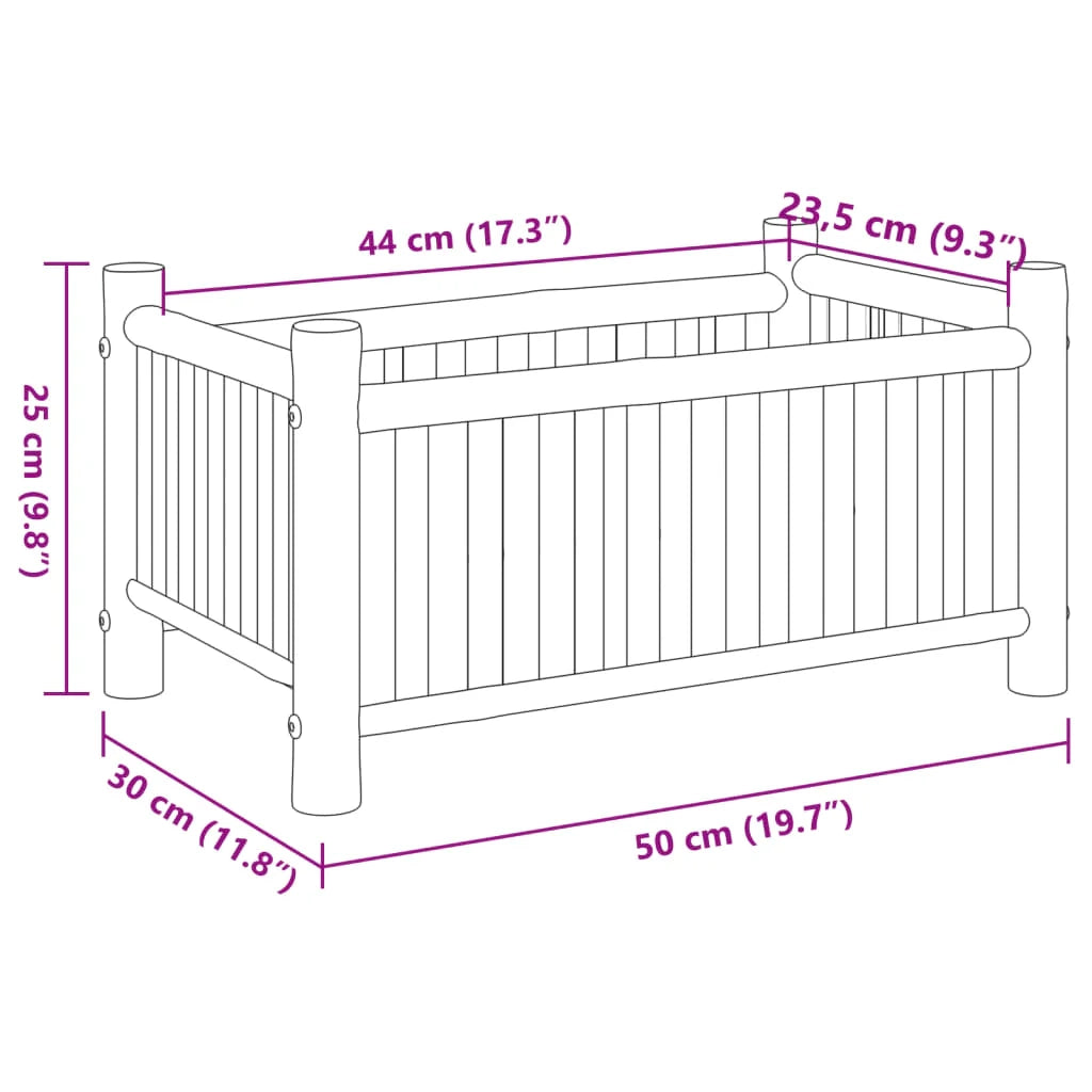 Vassoio per fioriera aiuola rialzata piante fiori terrazza giardino 50 x 30 x 25 cm bambù marrone 02_0037624