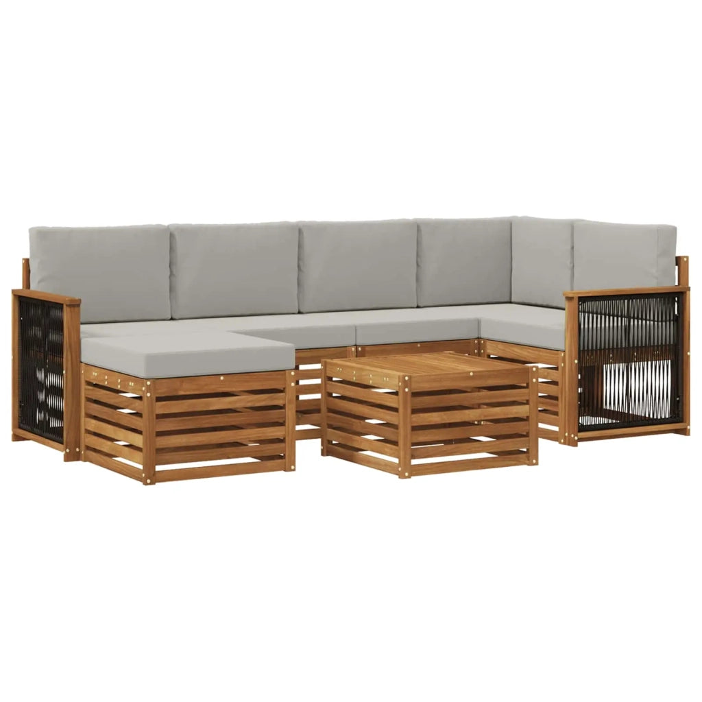 Set divano sezionale con cuscino 6 pcs Naturale e Grigio Chiaro