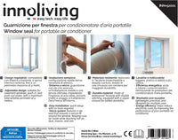Innoliving Guarnizione Universale per Finestre INN-52001, Compatibile con Condizionatori d’Aria Portatili, Design Regolabile fino a 4m, Materiale Impermeabile TERYLENE, Sistema a Velcro con Zip