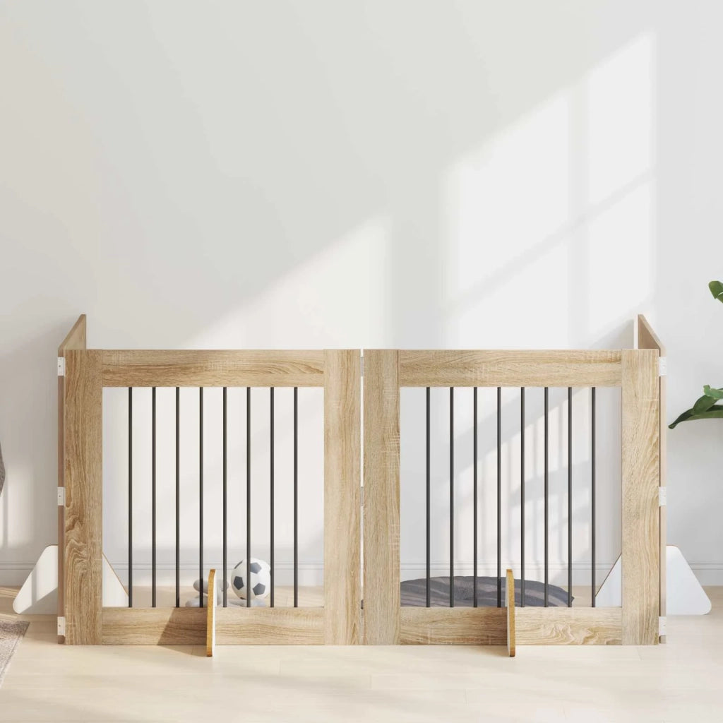 Cancello per cani con supporti 4 pcs Rovere Sonoma 80 x 80 cm 892080