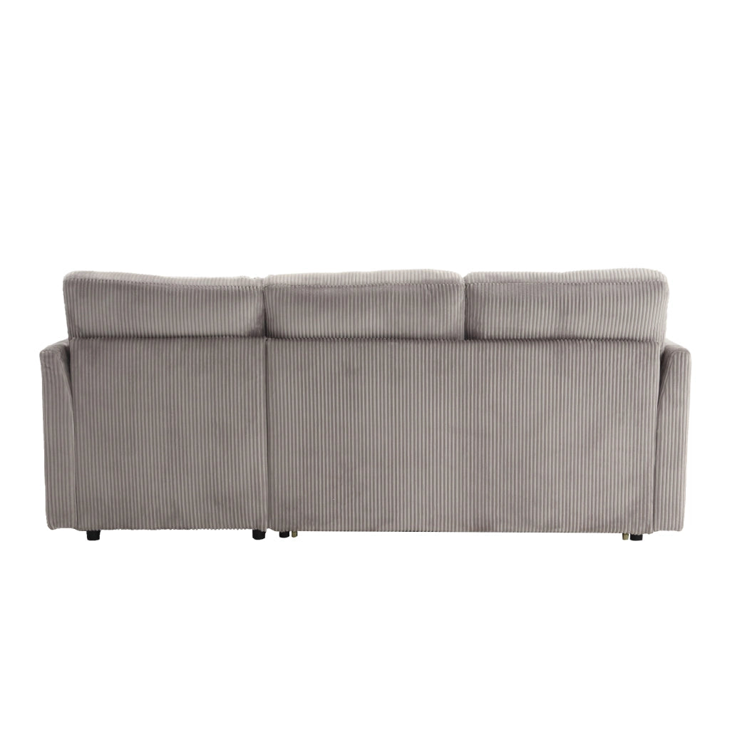 Divano letto modulare con contenitore e seduta reversibile in velluto a coste grigio chiaro 206 × 108 × 66 cm
