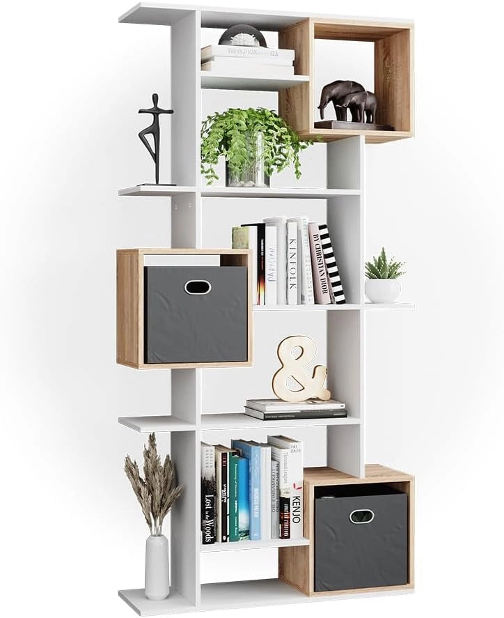 Scaffale Cube, Bianco/Sonoma, 92 x 187.7 cm, per una suddivisione flessibile degli spazi e una conservazione aperta