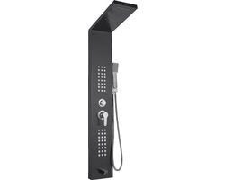 Sistema Doccia Completo - Set Doccia - Testa Doccia Quadrata e Maniglia Doccia - Doccia con Funzione di Massaggio - Doccia a Parete per Bagno - 3 Teste Doccia