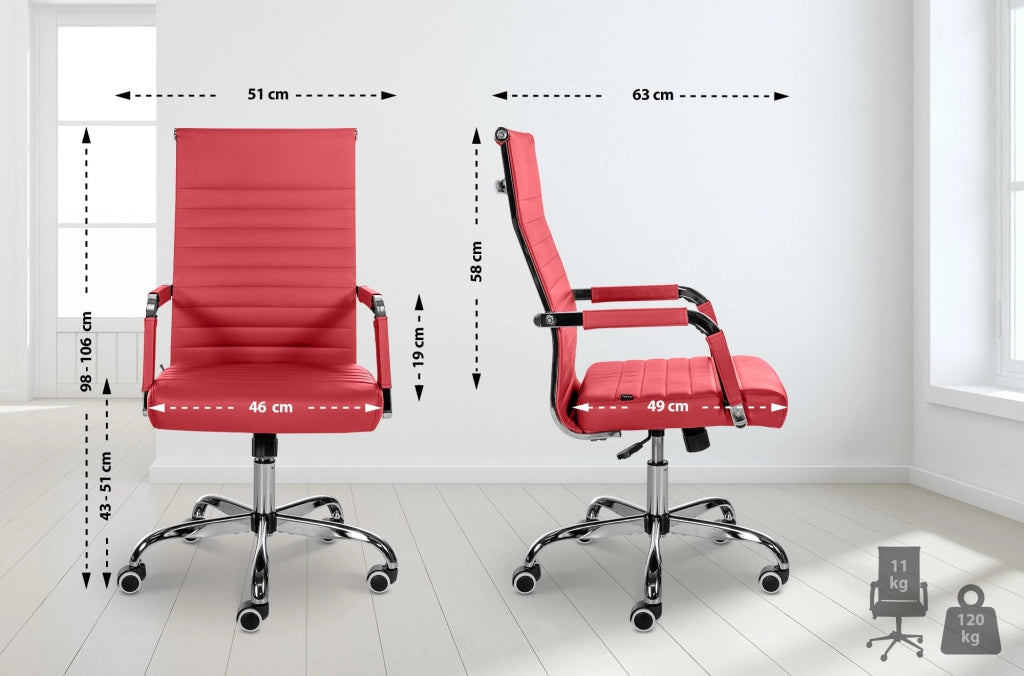 Sedia Da ufficio Amadora rosso,Finta pelle