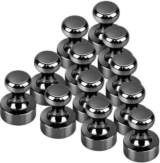 Traybray Magnete in Metallo 12 * 16mm Pin da Spina Magnetica Perfetto per Pannello di Ferro della Cantina con Cassetto di Ripostiglio - 12 Pezzi (Nero)