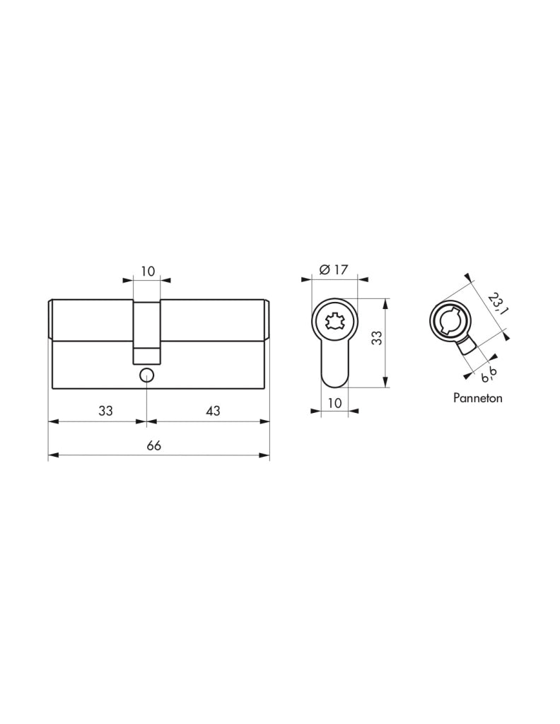 Cilindro europeo Cobra 2 33X43mm Nichelato, anti effrazione, antiscasso, antitrapano, 4 chiavi ergonomiche  - THIRARD