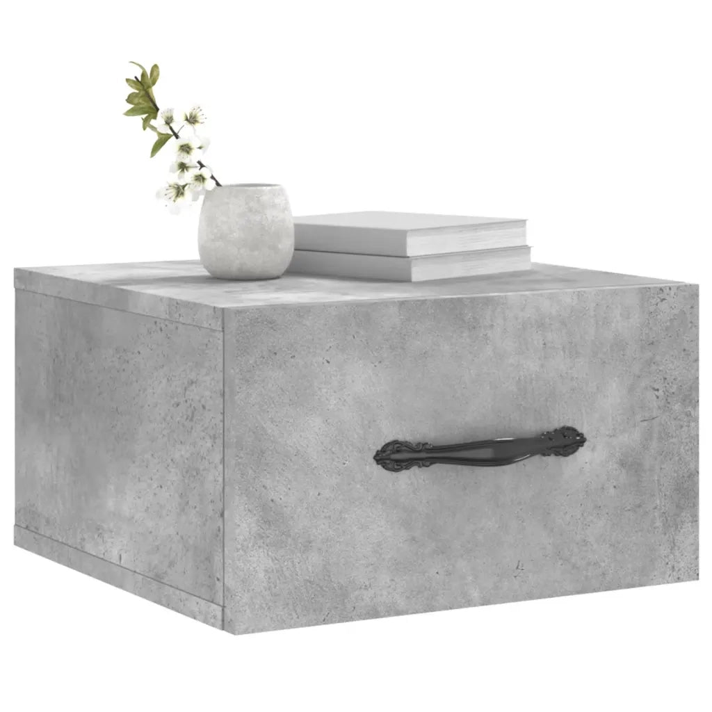 Comodino a Muro-Tavolino da notte sospeso Grigio Cemento 35x35x20 cm 532257
