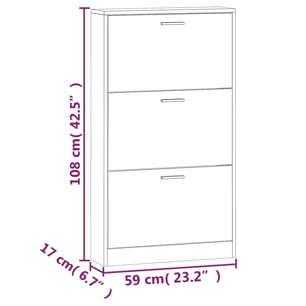 Scarpiera-Scaffale per scarpe Rovere 59x17x108 cm in Legno Multistrato