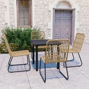 Set da Pranzo da Giardino 5 pz in Polyrattan e Vetro cod mxl 34645