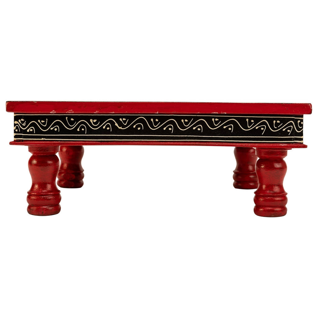 Tavolino in legno dipinto a mano 38x38x14h