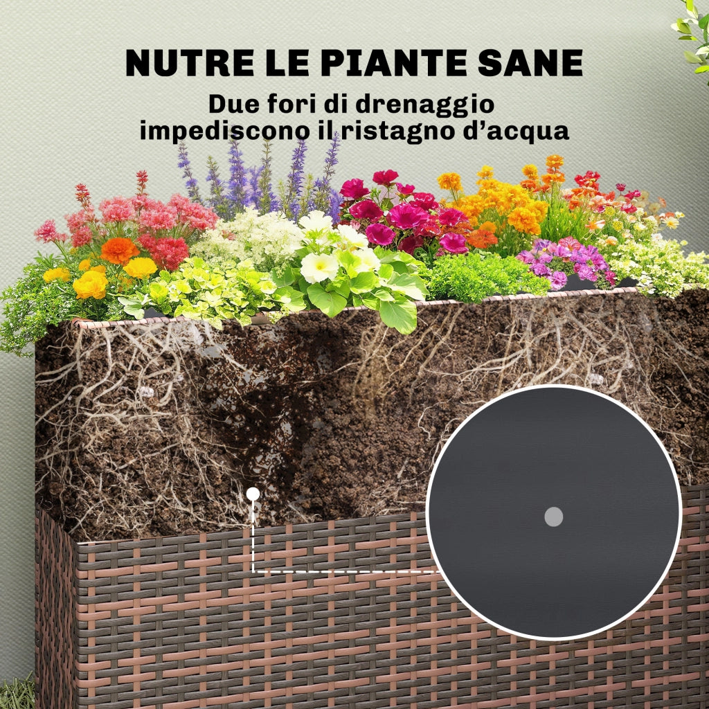 Letto Rialzato da Esterno in Rattan con Fori Drenaggio ¨C zephmum ¨C 45L Marrone
