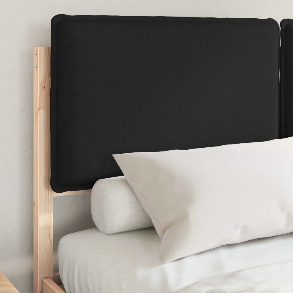 Letto con Testiera Rivestita Nero 140 x 200 cm Pino massello 3398126