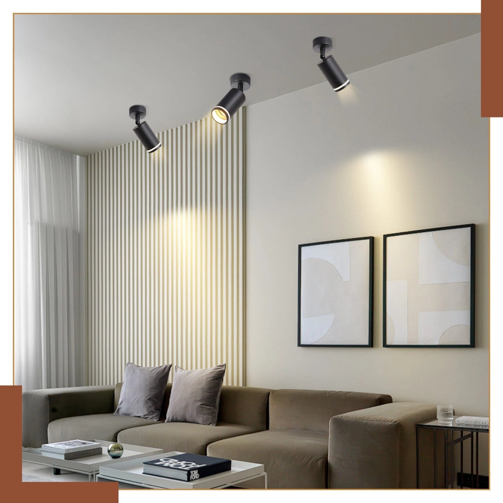 ZMH Faretto da soffitto nero 1 lampadina Plafoniera moderna GU10 faretti orientabili interno metallo