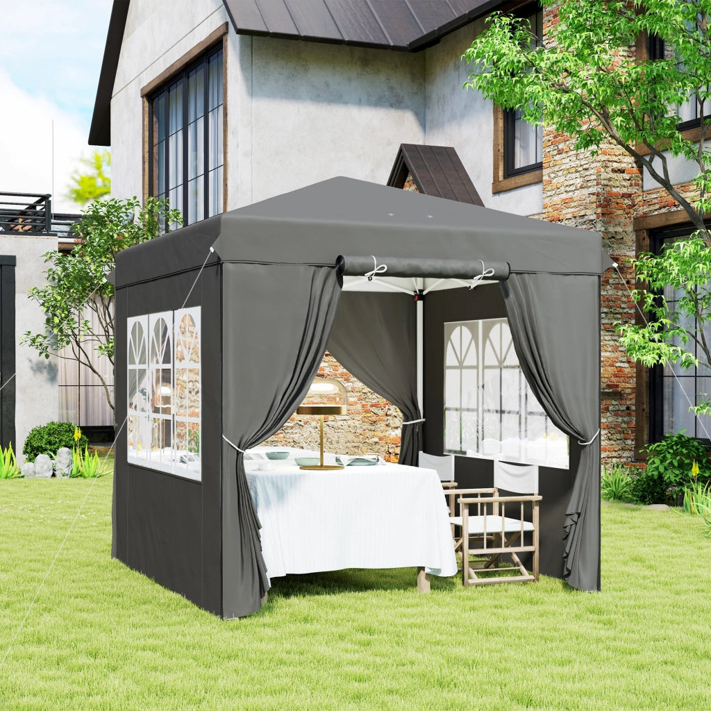 Pavilion da giardino pop-up 2.5x2.5m con pareti e borsa ¨C zephmum ¨C grigio scuro