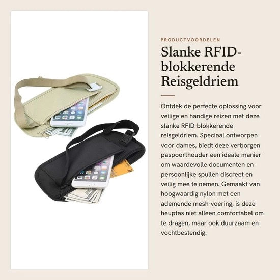 Portafoglio RFID bloccante per donna - Portafoglio RFID bloccante per uomo - Portafoglio RFID per escursioni - Portafoglio RFID leggero - Dimensioni: 26 x 13 cm - Portafoglio con chiusura a zip
