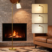 Lampada da Terra LED Regolabile 3 Temperature Colore 3000K-6500K ¨C Zephmum ¨C Bianco Dorato