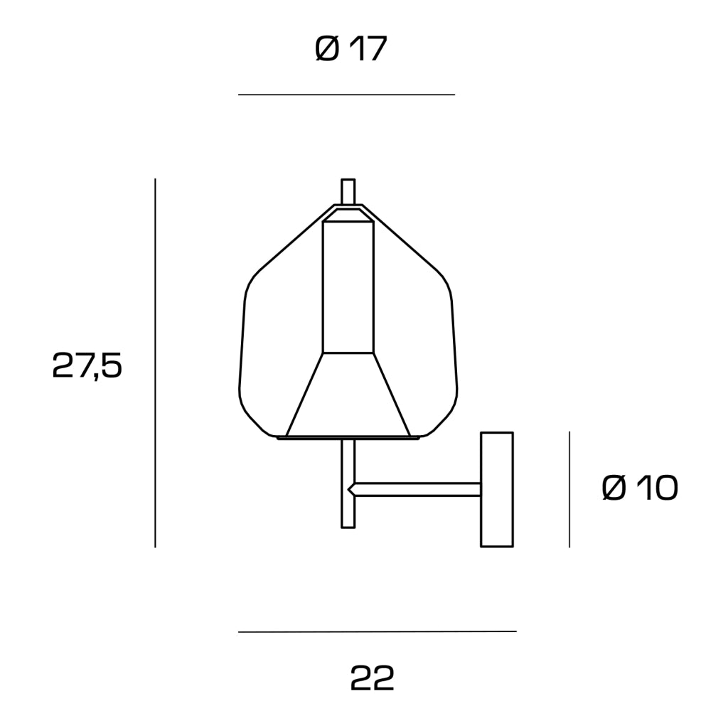 X-RAY APPLIQUE A PARETE VETRO GRANDE RAME MONTATURA ORO 1 LUCE ATTACCO G9