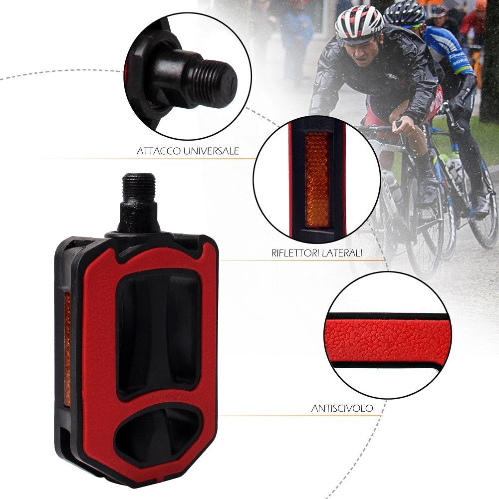 Trade Shop - Coppia Pedali Per Bicicletta Con Riflettori Laterali Attacco Universale Xc-2512 -
