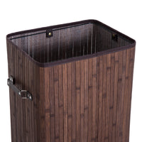 Cesto Portabiancheria 40x30x60 cm in Bambù con Sacco Marrone