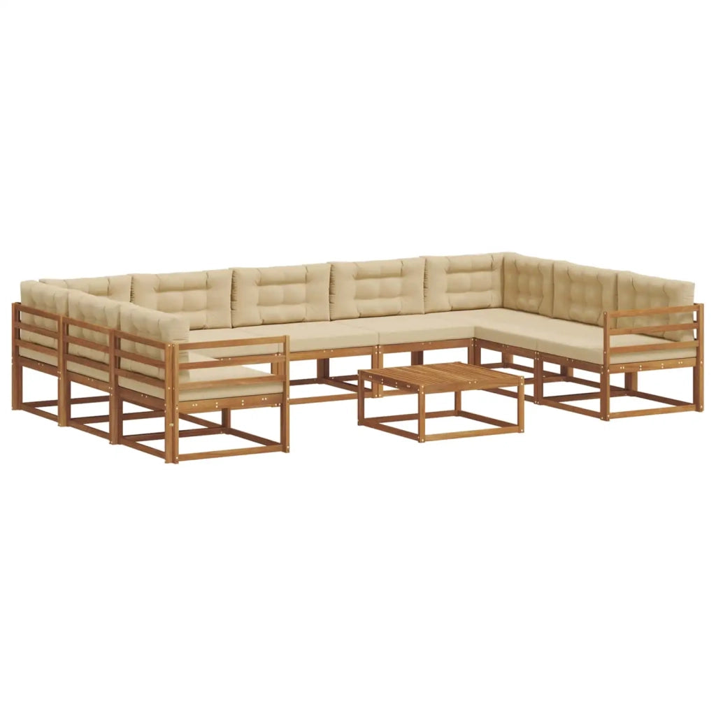 Set di divani da esterno con cuscino 10 pcs Naturale e Beige 3368191