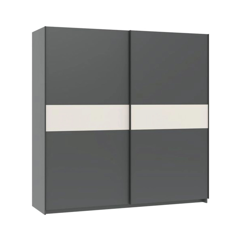 Armadio Camera da Letto Nalika, Guardaroba 2 Ante 2 Ripiani, 200x204h cm Nero Antracite