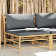 Divano Centrale da Giardino con Cuscini-Sofa Modulare-Divanetto da esterno Grigio Scuro in Bamb¨´