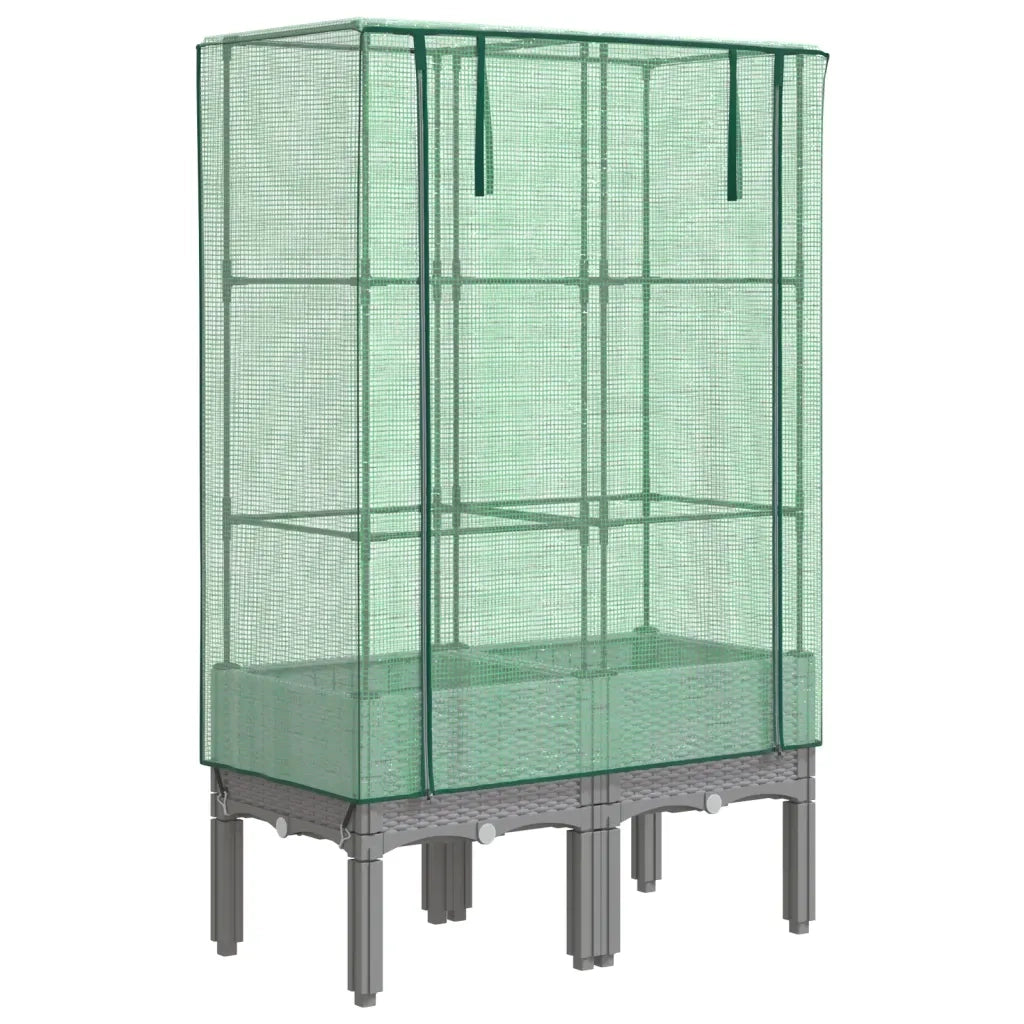 Fioriere | Cassetta per fiori | Letto Rialzato con Copertura Serra Effetto Rattan 80x40x140 cm