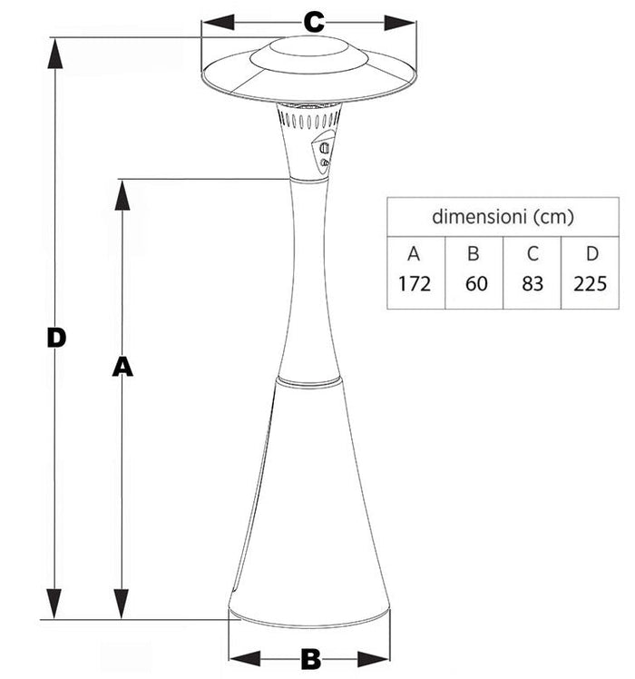 Stufa a Fungo Gas Gpl da Esterno 10kW Habitat Nero
