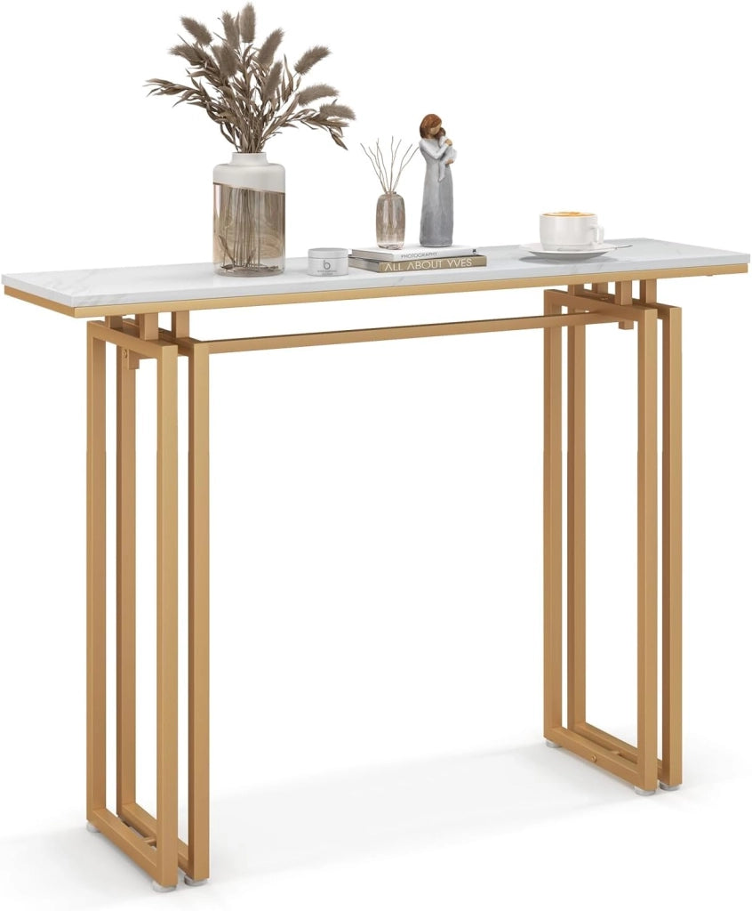 Tavolo Consolle, Consolle Ingresso, Tavolino Console di Ingresso, Telaio Robusto e Stabile, Piedini Regolabili, per Ingresso, Soggiorno, Corridoio, Stile Moderno (Oro)