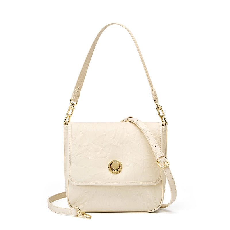 Borsa a tracolla da donna in vera pelle, colore bianco.