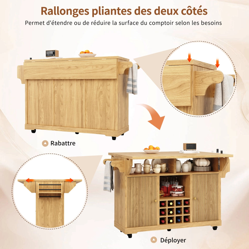 Carrello da cucina mobile con vani aperti; ripiani regolabili e portabottiglie; per cucina e sala da pranzo